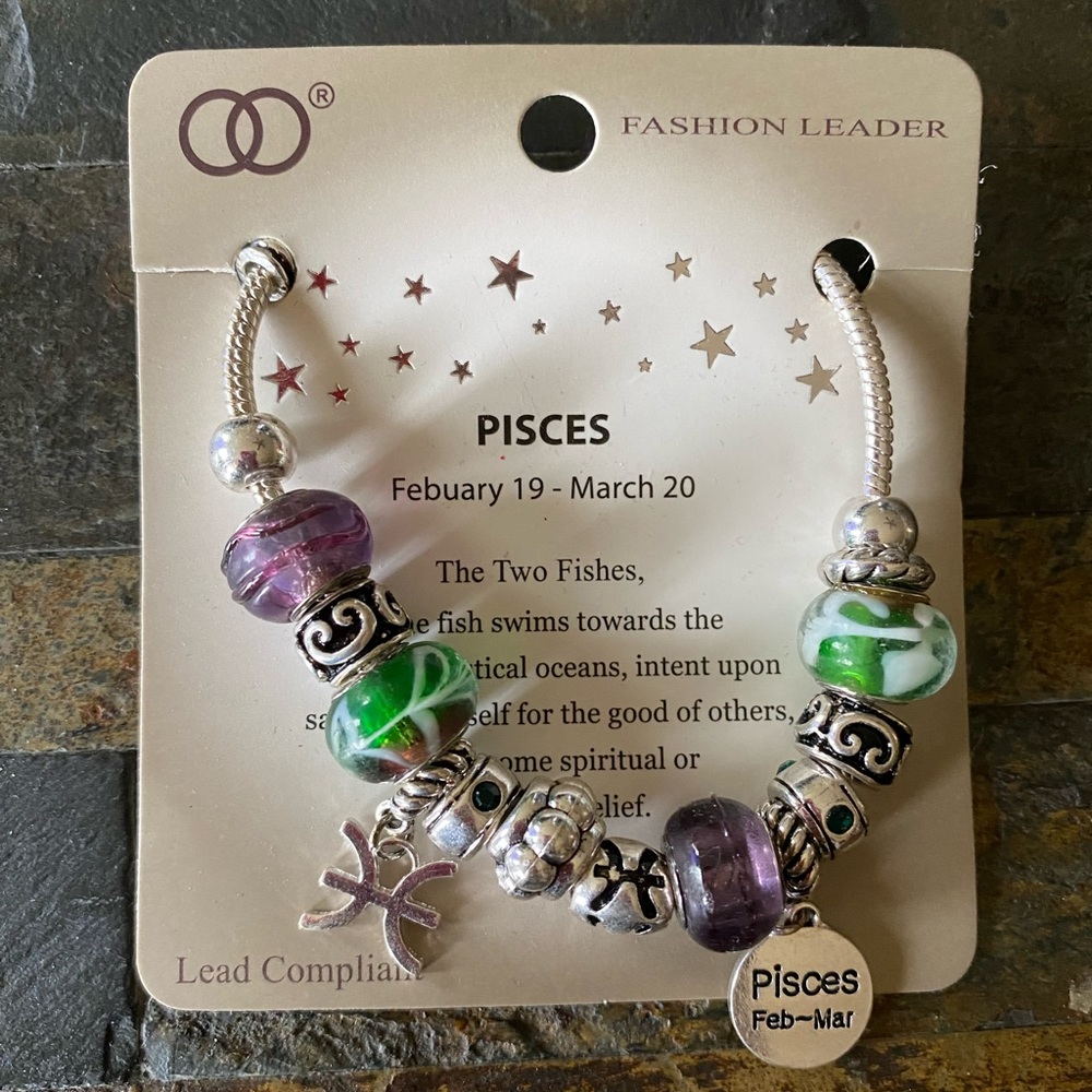Pisces Zodiac Sign Charm Bracelet